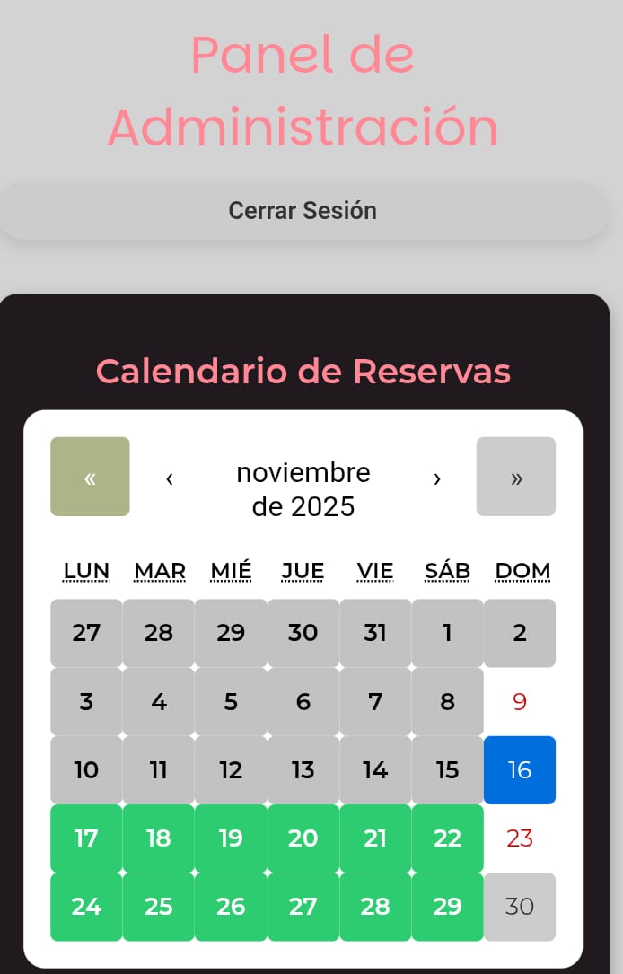 Panel de calendario